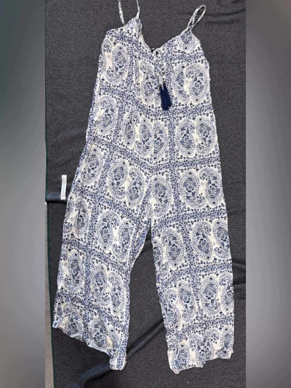 Dress Forum Blue and White Paisley Wide-Leg Pants